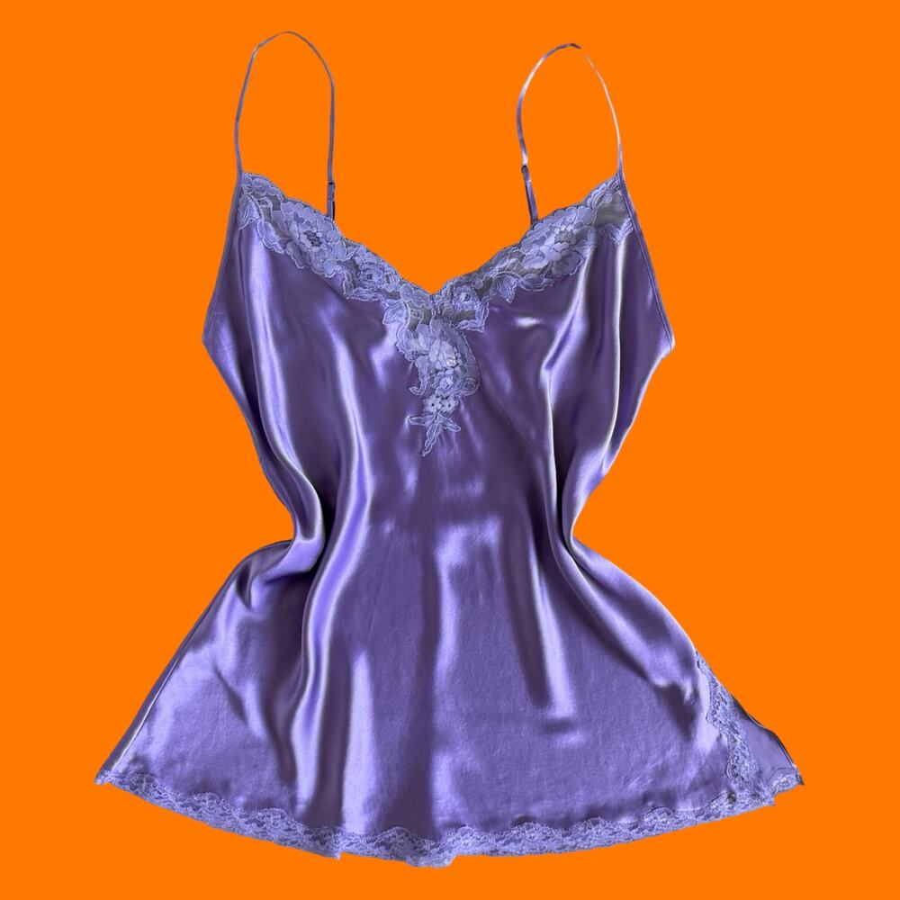 00's vintage purple 100% silk lingerie y2k slip dress LARGE Victoria's Secret